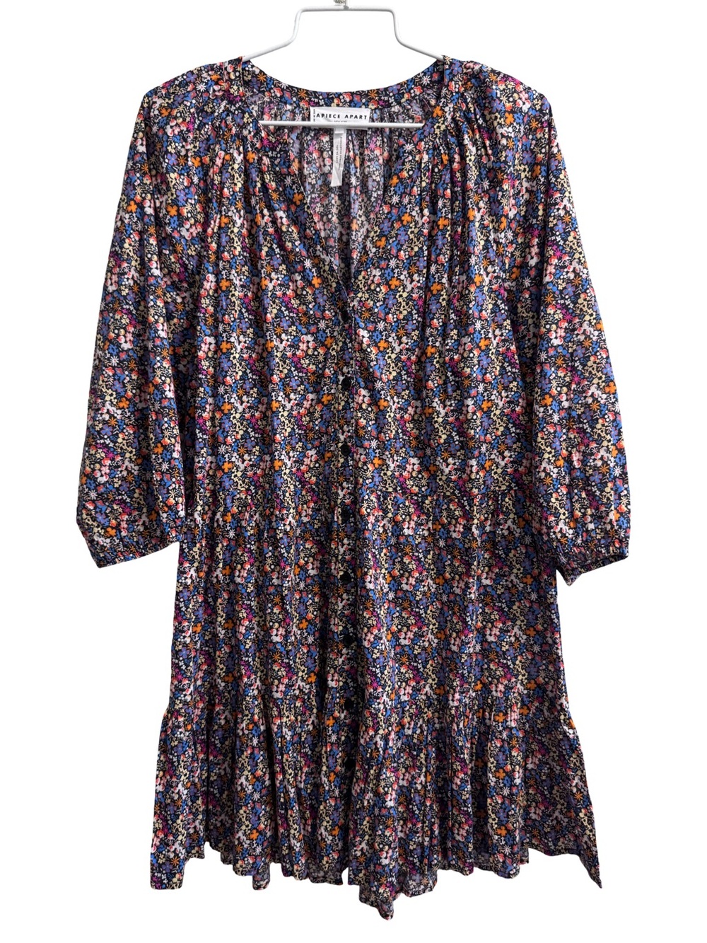 Apiece Apart Ditsy Floral Print Tiered Ruffle Mini Dress